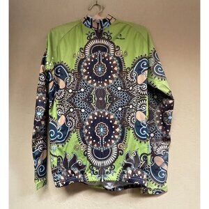 Paladin Women's Medium Mandala Flower Long Sleeve Full-Zip Cycling Jersey Top